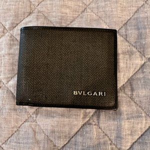 Bulgari Grey/Black Herringbone Wallet